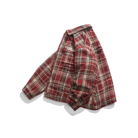 Camisa Chaqueta Cuadros Efecto Desgastado Estilo Urbano - Image 13