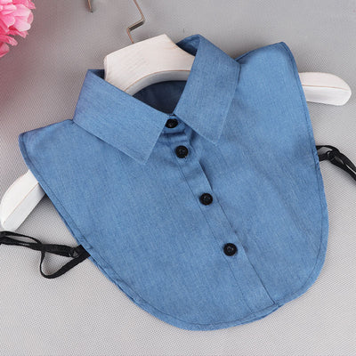 Cuello Falso Denim Retro Estilo Coreano - Blusa Versátil Otoño Invierno - Image 6