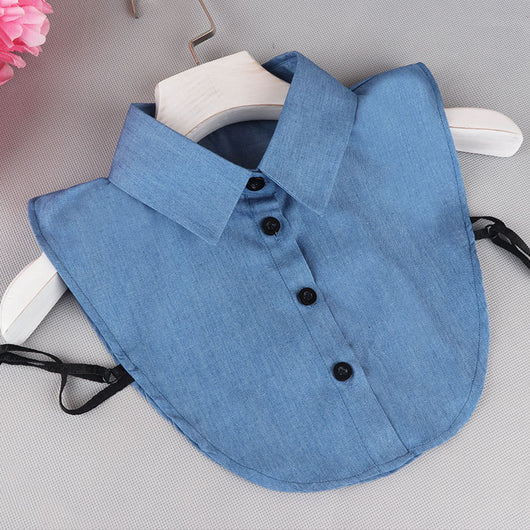 Cuello Falso Denim Retro Estilo Coreano - Blusa Versátil Otoño Invierno - Image 6