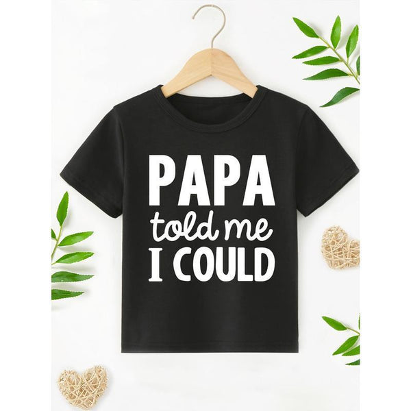 Playera Negra de Algodón para Niño - Diseño Papá me Dijo que Podía