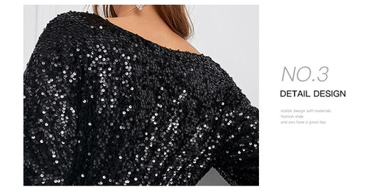 Vestido Largo de Lentejuelas con Cuello Redondo y Cintura Ajustada - Image 10