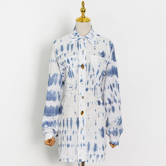 Camisa Mujer Solapa Irregular Abotonada Simple - Image 8