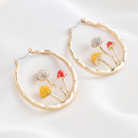 Aretes Colgantes Tres Hongos Dorados para Mujer - Diseño Trendy y Dulce - Image 6