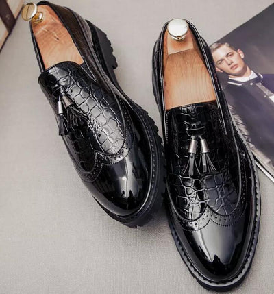 Zapatos Casuales de Cuero Retro Tallados para Hombre - Image 10