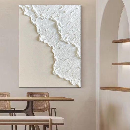 Cuadro Óleo Tridimensional Blanco Pintado a Mano - Image 4