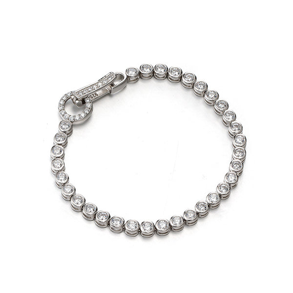 Pulsera de Plata Esterlina con Diseño de Burbujas y Diamantes Completos