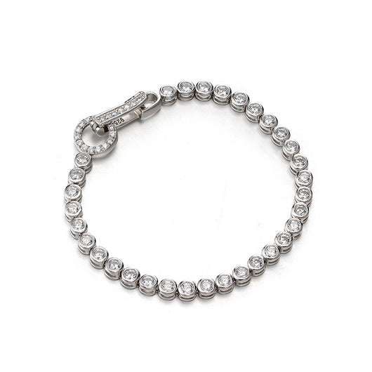 Pulsera de Plata Esterlina con Diseño de Burbujas y Diamantes Completos - Image 2