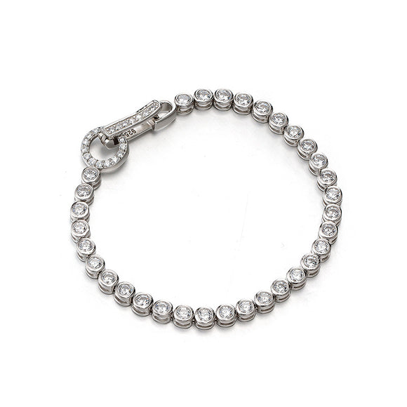 Pulsera de Plata Esterlina con Diseño de Burbujas y Diamantes Completos