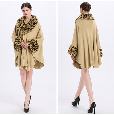 Capa Suelta Elegante con Cuello de Piel de Zorro para Mujer Talla Grande - Image 17