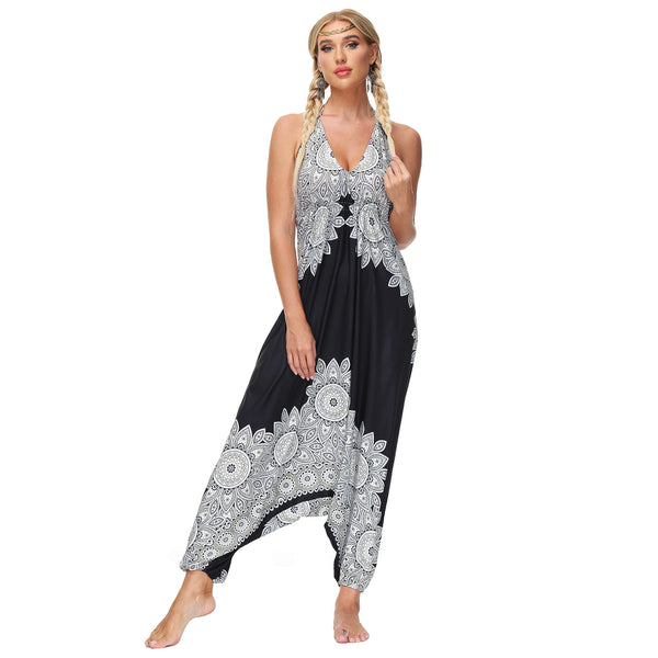 Jumpsuit Casual con Escote V y Amarre al Cuello
