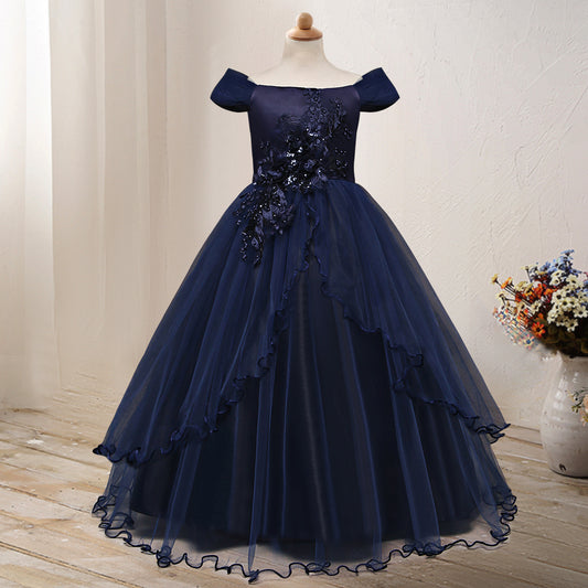 Vestido Princesa de Hombro Descubierto con Flores