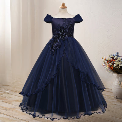Vestido Princesa de Hombro Descubierto con Flores