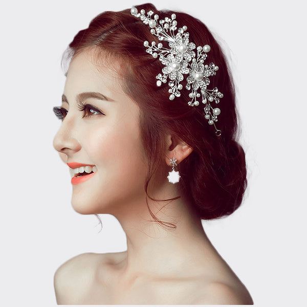 Corona de Novia con Flores y Diamantes - Accesorios para el Cabello de Lujo
