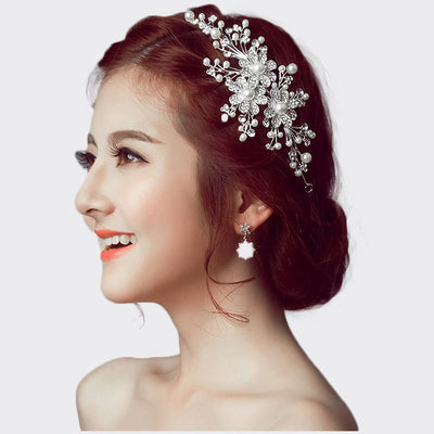 Corona de Novia con Flores y Diamantes - Accesorios para el Cabello de Lujo