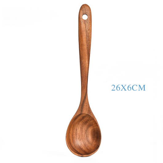 Set de Utensilios de Cocina en Madera de Teca Natural - 7 Piezas - Image 15