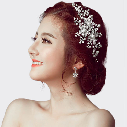 Corona de Novia con Flores y Diamantes - Accesorios para el Cabello de Lujo - Image 3