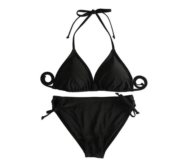Bikini Triangular Liso con Cordones Ajustables para Mujer - Image 3
