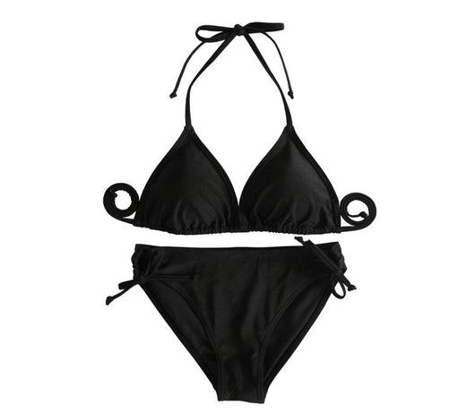 Bikini Triangular Liso con Cordones Ajustables para Mujer - Image 3