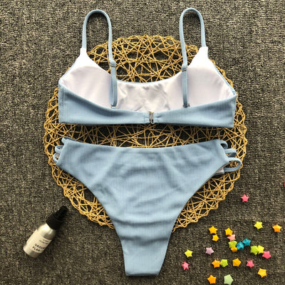 Bikini de Rayas en Colores Sólidos - Image 6