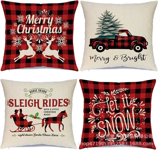Set de 4 Fundas de Cojines Navideños Muñeco de Nieve y Reno 18x18 Pulgadas - Image 19
