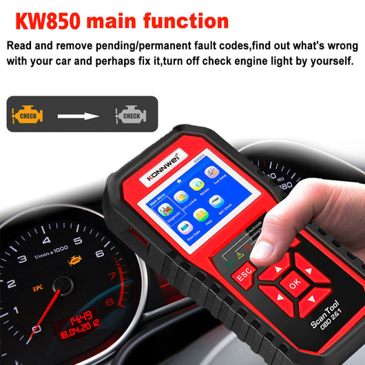 Lector de Códigos OBD2 CAN BUS Profesional - Escáner de Diagnóstico Automotriz KW850 - Image 4