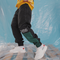 Pantalones Hip Hop Japoneses Otoño con Costuras de Color y Estampado de Letras