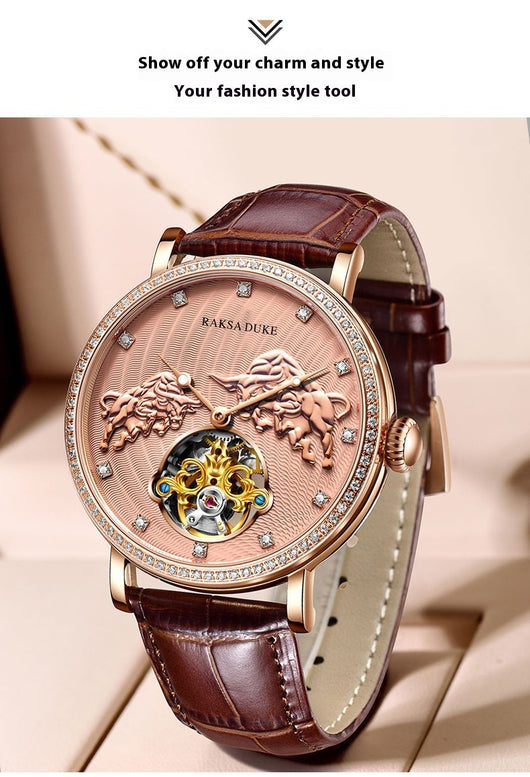 Reloj Mecánico de Lujo con Diamantes Incrustados Resistente al Agua - Image 8