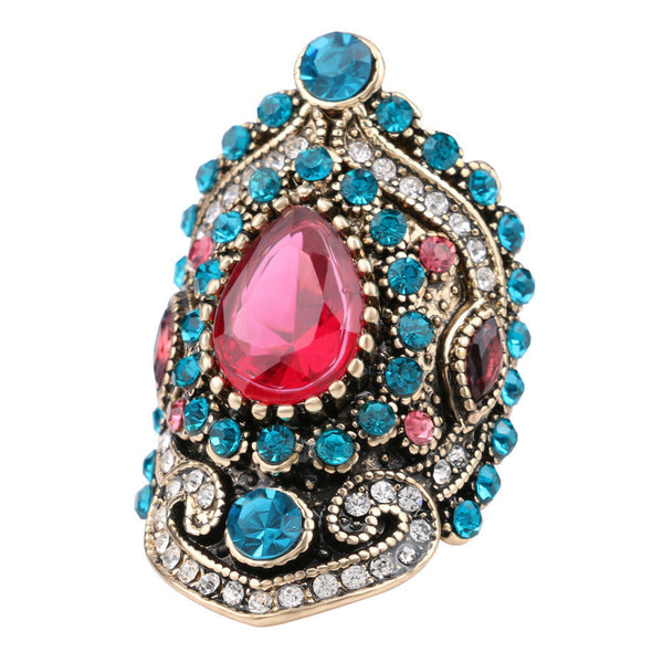Anillo Vintage Diamante Azul Cristal