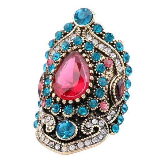 Anillo Vintage Diamante Azul Cristal