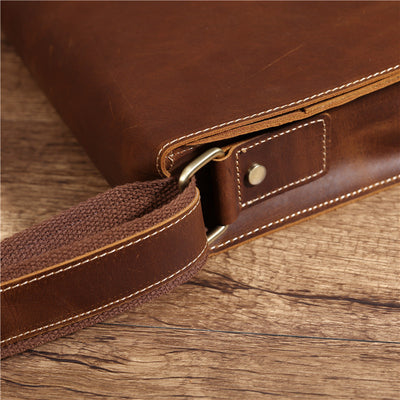 Bolso Bandolera Vintage de Cuero Crazy Horse para Hombre - Image 9