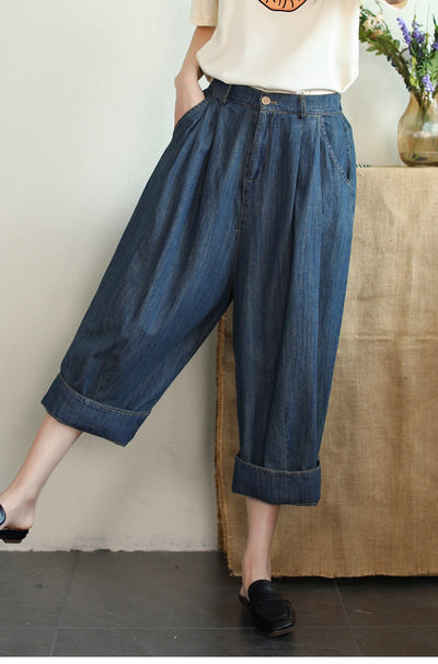 Pantalón Cropped Ancho de Tencel y Algodón para Tallas Grandes - Image 29