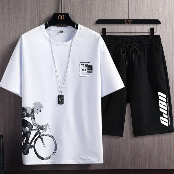 Conjunto Deportivo Dos Piezas Slim Fit Tallas Grandes con Estampado Trendy