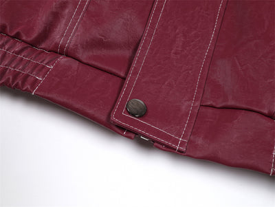 Chaqueta de Cuero PU con Costuras de Diseño y Solapa - Image 17