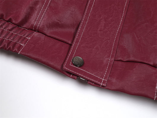 Chaqueta de Cuero PU con Costuras de Diseño y Solapa - Image 17