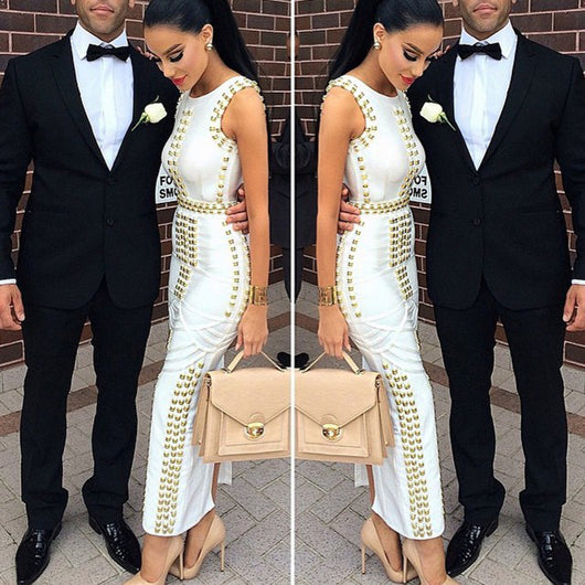 Vestido Midi Elegante con Detalles de Remaches y Brillos - Image 10