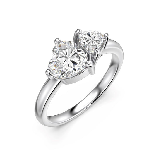 Anillo de Plata S925 Corazón Doble con Piedras Principales - Image 2
