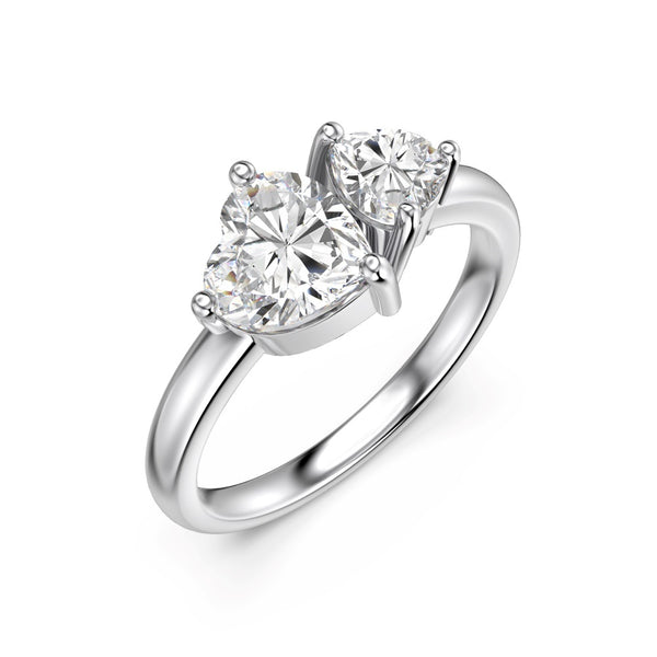 Anillo de Plata S925 Corazón Doble con Piedras Principales
