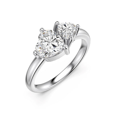 Anillo de Plata S925 Corazón Doble con Piedras Principales - Image 2