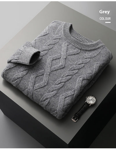 Suéter Grueso para Hombre Cuello Redondo Tejido Base - Image 11