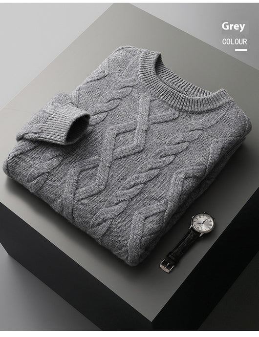 Suéter Grueso para Hombre Cuello Redondo Tejido Base - Image 11