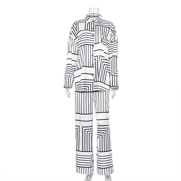 Conjunto de Dos Piezas: Blusa Satinada con Estampado Europeo y Americano para Mujer - Image 6