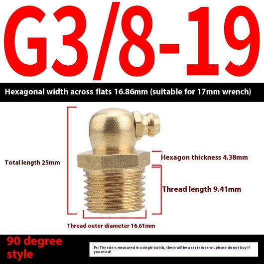 Niple de Engrase de Cobre Puro con Cabezal Tipo Taza 45° y Boquilla 90° - Image 32