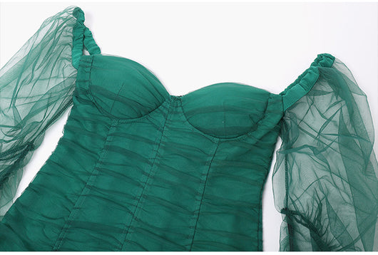Vestido de Gasa con Mangas Abullonadas - Image 8