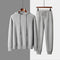 Conjunto de Sudadera con Capucha y Pantalón Tejido de Color Liso para Hombre