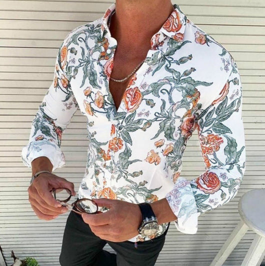 Camisa Casual de Manga Larga con Estampado para Hombre - Image 32