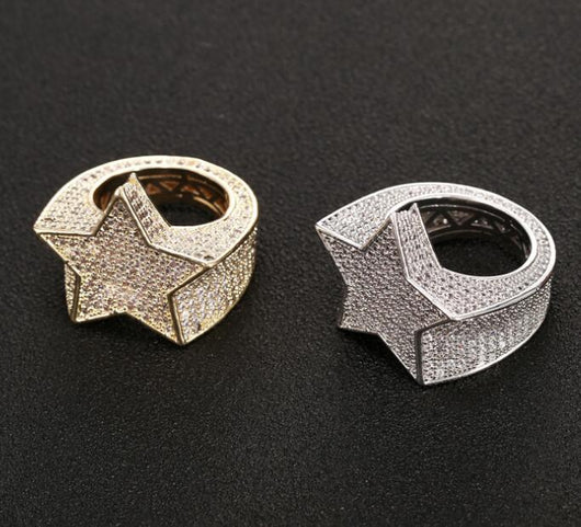 Anillo Estrella de Cinco Puntas con Diamantes Hip-hop para Hombre - Image 4