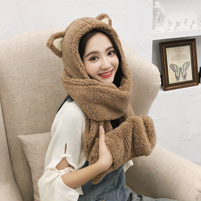 Gorro y Bufanda Cálidos con Orejas de Gato - Conjunto Coreano para Invierno - Image 9