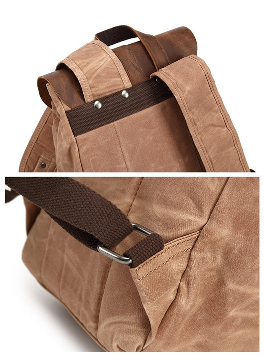 Mochila de Viaje Impermeable Cuero Crazy Horse y Lona para Hombre - Image 16