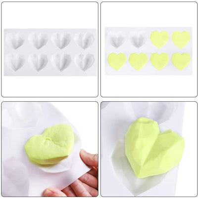 Molde de Silicona para Pastel en Forma de Corazón Diamante - 8 Piezas - Image 5