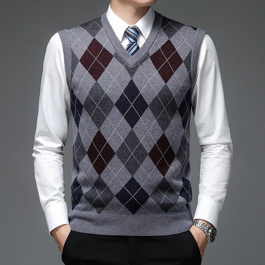 Chaleco de Punto sin Mangas V-neck para Hombre - Otoño e Invierno - Image 3